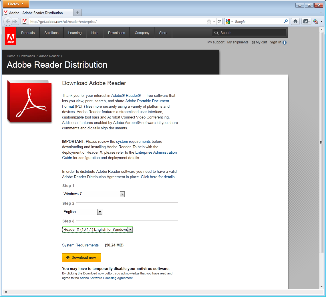 Install Adobe Reader 10